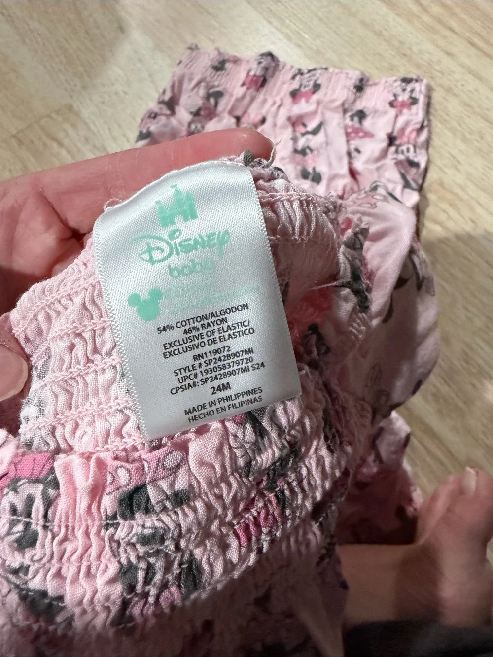 Disney Pink Minnie Mouse Smocked Romper